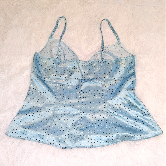 Silky Coquette Peplum Cami, Medium, Sky Blue with White Details - Picture 2 of 4